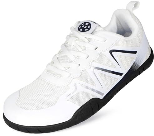 Sisttke Unisexe Chaussures de Trail Minimalistes Homme Femme Fitness Chaussures de Marche Chaussure de Randonnée Outdoor Wide Toe Chaussures,Blanc,42 EU