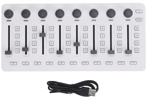 Controlador MIDI USB Bluetooth Mezclador Consola de Mezcla MIDI sin Cables Codificadores Giratorios de 360 grados Teclado MIDI 8 Botones 43 Teclas de Control 8 Perillas