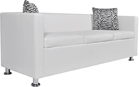 ULUYYUC Sofa Bed Bodensofa Ecksofa Schlafsofa - 3-Sitzer-Sofa Kunstleder Weiß für Party Terrasse Lounge Garten