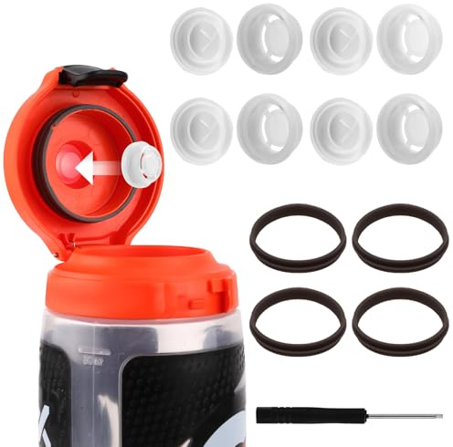 4 x Dosierventile, kompatibel mit Gatorade-Wasserflasche, Silikon-Ventilen und Kunststoffeinsätzen, Dichtungen und Schraubendreher, Ersatzzubehör für GX 850 ml Wasserflasche und Quetschflasche, 907 ml
