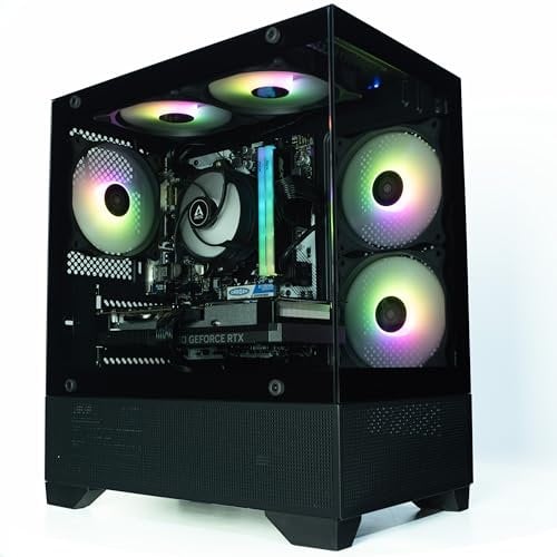 ionz Gaming PC - Desktop Computer, Ryzen 5 5600X, NVIDIA RTX 4060,16GB RGB RAM 1TB NVMe SSD, Windows 11, 500W 80+ PSU, WiFi - Aether Mini, Black