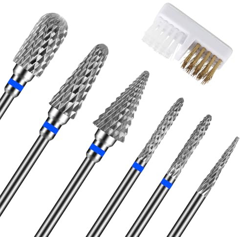 6 Stück Nagelfräser Aufsätze, Nagelfräser Bits, Bits für Nagelfräser Hartmetall, Fräser Bit für Gelnägel 3/32 Zoll (2,35 mm), Bits für Nagelfräser für Entfernen Acrylnägel Gelnägel Nagelhaut