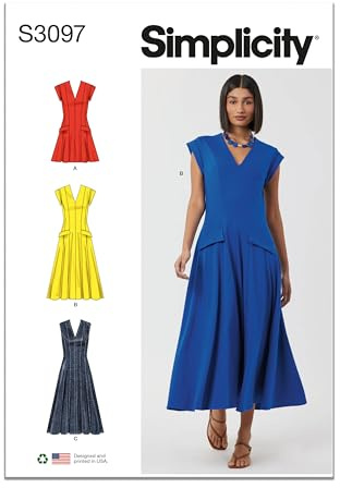 SIMPLICITY Sewing Pattern SS3097Y5 Misses' Dress with Length and Sleeve Variations Y5 (18-20-22-24-26)