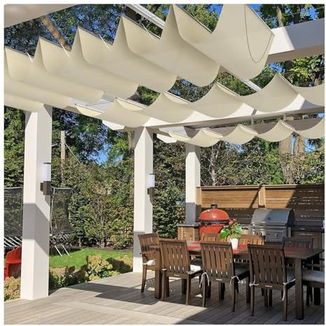 Einziehbare Markise für den Außenbereich, wasserdicht, für verschiebbare Pergola, gewelltes Vordach (B 1,3 m x L 3 m)