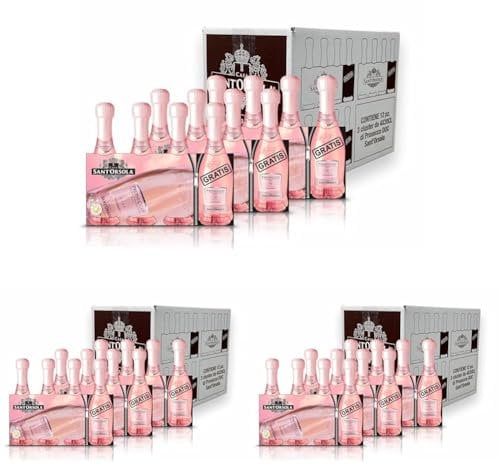 Sant'Orsola Prosecco DOC Rosè Extra Dry Millesimato Sparkling Italian Wine Baby Pack - 9x200 ml +3 Free (Pack of 3)