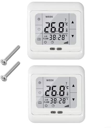 URPIZY LCD Digital Thermostat Temperaturregler Touchscreen Raumthermostat Für Fußbodenheizung Mit 6 Zeitperioden Programmierbar 2 Stück