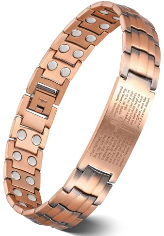 Jeracol Copper Cross Bracelet for Men, Ultra Strength Magnetic Bracelets for Men - Adjustable Copper Jewelry with Sizing Tool & Gift Box
