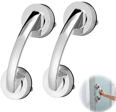2PCS Suction Grab Rails for Bathroom Powerful Non Slip Glass Door Sliding Door Suction Grab Rail Multifunctional Suction Cup Glass Mirror Door Handle for Bathroom Kitchen Drawer Closet
