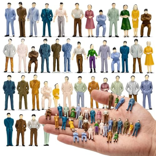 Orybot 1:50 Miniatur Menschen 50 Stück Miniatur Figuren Miniaturfiguren | für Eisenbahn, Architektur, Garten & DIY Szenen | Zufällige Gestaltung