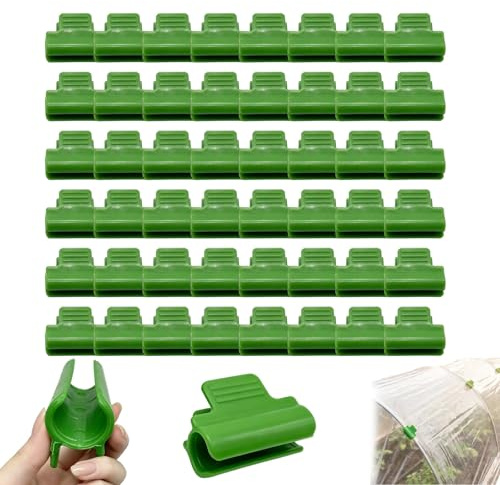 Clips pour serre - Lot de 50 pinces vertes de 16 mm et 32 mm pour film plastique, clips serre pour serres de jardin et cultures