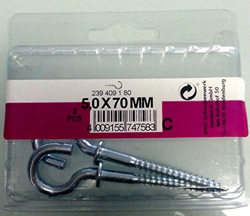 SWG Schraubhaken gebogen 5 X 70 Stahl verzinkt 2 Stück