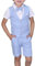 LOLANTA 4PZ Completo Cerimonia Bambino, Abito Bimbo Estivo con Gilet Pantalone Camicia e Papillon, 8-9 Anni, Blu, Tag 140