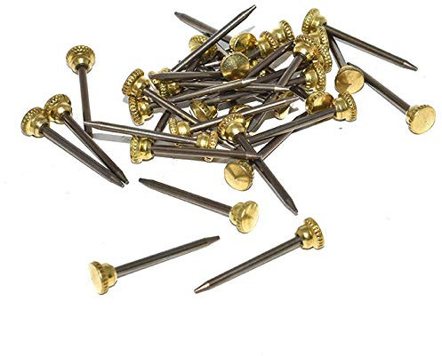 Taskar 25 x 24mm Brass Headed Knurled Picture Pins Heavy Duty Nail Hook Photo Frame Wall Hanging DIY