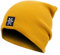 Manufaktur13 Slouch Beanie - Long Beanie Mütze, Strickmütze mit Echt-Leder/Stick Veredelung, Viele Farben zur Auswahl (M13) (Mustard)