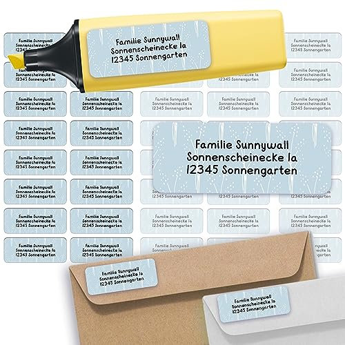 Sunnywall® Adressetiketten Adressaufkleber personalisiert - 110 Klebeetiketten Vintage 53x21mm | Aufkleber mit Wunschtext