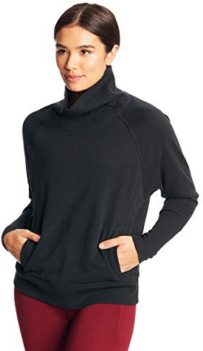 C9 Champion Haut à Manches Longues en Tissu éponge Maillot de Yoga, ébène, L Femme