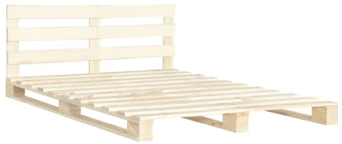 vidaXL Kiefernholz Massiv Palettenbett Palettenmöbel Massivholzbett Bett Holzbett Futonbett Bettgestell Bettrahmen Doppelbett 160x200cm