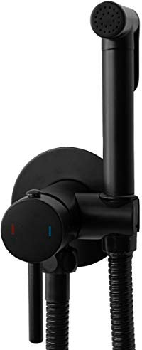 Rea Bidet Handbrause LUNGO LOOP BLACK Bidet Armaturen aus Messing für Toilette Bad WC Duschkopf Sprühkopf Badezimmer-Hygiene (Schwarz)
