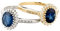 Ardeo Aurum Damenring aus 375 Gold Gelbgold mit 0,24 ct Diamanten Brillant 1,6 ct blauer Saphir oval 8x6 mm Edelstein Verlobungsring Gr. 52
