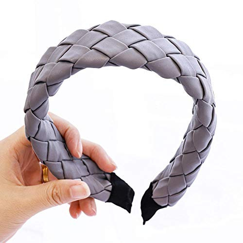Stirnband Haarband Damen Geflochtenes Haarband Aus Leder Für Frauen Haarschmuck-Grau