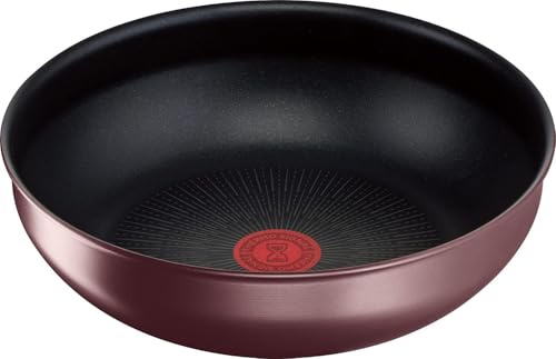 Tefal T-fal L38577 Poêle à frire avec poignée amovible 10,2 pouces (26 cm), poêle profonde, antiadhésive, marque de notification indiquant la température appropriée, compatible avec feu à gaz, Ingenio