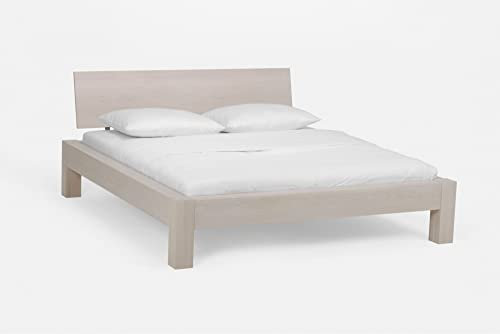 Beauty.Scouts Massivholzbett Mackanzie II m. Kopfteil Bett Wildeiche Weiß geölt verschied. Größen DICO Doppelbett Einzelbett Holzbett Bettgestell Doppelbett Größe 200 x 220 cm