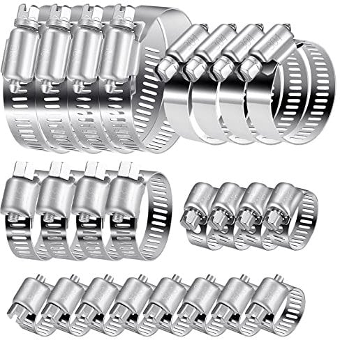 20 Piezas Abrazaderas Metalicas para Tubo 304 Acero Inoxidable, Mordazas para Tuberías, Abrazadera de Manguera Ajustable Clip de Tubo - 6-12/13-19/16-25/21-38/27-51mm