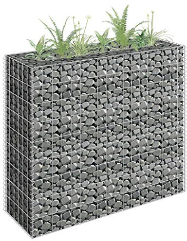 Tidyard Lit Surélevé à Gabion Acier Galvanisé, Idéal pour Créer Une Bordure Solide et Elégante pour Un Parterre de Fleurs/de Plantes dans Le Jardin/la Terrasse, 90x30x90 cm