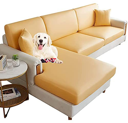 FIDSEJEONA Luxuriöser Kunstleder-Sofabezug für 1, 2, 3, 4-Sitzer, Sofa Sitzkissenbezug Wasserdicht Dehnbarer Ecksitzbezug mit Gummizug Couchschutz Möbelschutz (F 13)