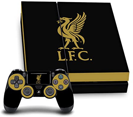 Head Case Designs Offizielle Liverpool Football Club Liver Bird Gold On Black Kunst Vinyl Haut Gaming Aufkleber Abziehbild kompatibel mit Sony PlayStation 4 PS4 Console & DualShock 4 Controller Bundle