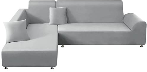 Mingfuxin Sektionale Couchbezüge, Stretch-Sofa-Schonbezüge, L-förmig, rutschfest, Ecksofabezug, Chaiselonge-Schutz mit 2 Kissenbezügen für L-Typ-Sofa, Couch (2-Sitzer + 3-Sitzer)