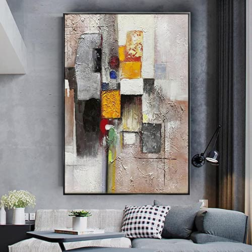 Xinmei Art Großes abstraktes Wandbild, modernes Ölgemälde auf Leinwand, Wohnzimmer, Wandbild, Dekoration, Inneneinrichtung, Kunstwerk, 90 x 140 cm (35 x 55 Zoll) mit schwarzem Rahmen