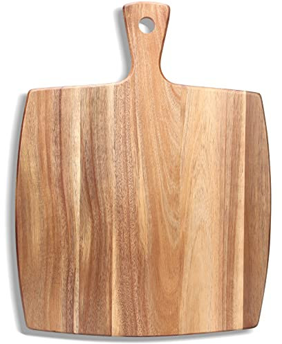 Tagliere grande in legno con manico, 43,2 x 33 cm, semplice tagliere in legno per salumi, macellaio, taglieri in teak, per cucina, carne, formaggio, tagliere, tagliere, tagliere, tagliere, tagliere