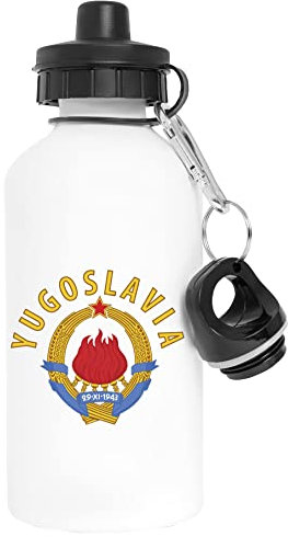 Vintage Yugoslavia Team Alluminio Bianca Bottiglia d'acqua Can Tappo A Vite Aluminium White Water Bottle With Screw Cap