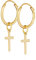 NKlaus Paar 10 mm Gothic Creolen mit Kreuz 585 Gelb Gold 14 Karat Kreuz Ohrringe 14314