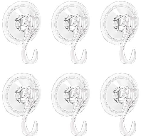 Fhioevt 6 Stück Saughaken Extra Stark Saugnapf Haken Vakuum Saugnäpfe mit Haken Wiederverwendbar Mehrzweck-Saugknopf Haken Max 3KG für Handtuch Fenster Dusche Küche Badezimmer