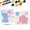 MAYJOYDIY 2 Baby-Elefanten-Schablonen, 30 x 30 cm, Stern, Herz, Ballon, Elefant, Fußabdruck, Muster, Wanddekoration, mit Pinsel, DIY, Handwerk, Heimdekoration