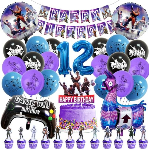 49 Pièces Déco Anniversaire, Kit Ballons Garçon, Decoration Anniversaire Jeu Vidéo, Deco Gaming, 12 Ans