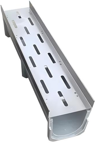 HDYZJQ Entwässerungsrinne Auffahrtsrinne mit Rost, Garten-Terrasse U-förmiges Entwässerungsgrabensystem, Boden Beton Schlämme 39in lang Regenrinne, zum Füllen von Kieselsteinen(100x17x15cm)