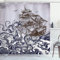 ABAKUHAUS Nautisch Duschvorhang, Boot Octopus Retro Design, Stoffliches Gewebe Badezimmerdekorationsset mit Haken, 175 x 200 cm, Marineblau Braun