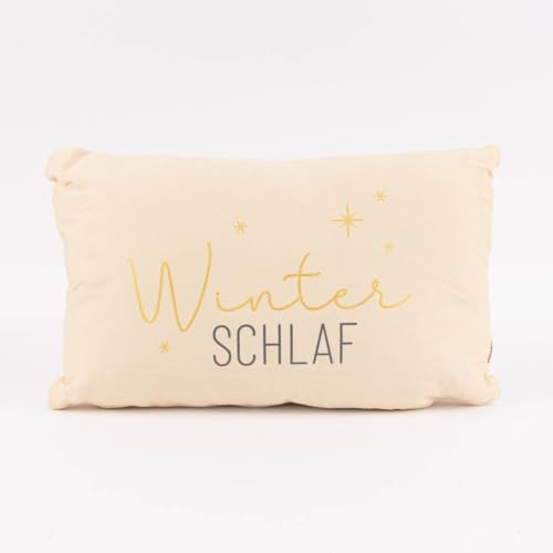 La Vida Kissen Winter Schlaf Sterne Hellbeige grau Gold 25x40cm