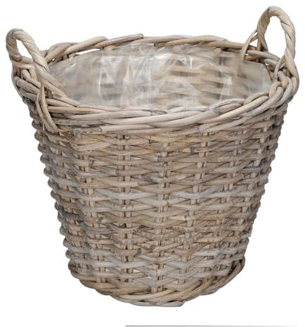 Posiwio Pflanzkorb Flower Market grau braun Kooboo Rattan D31cm Rattankorb