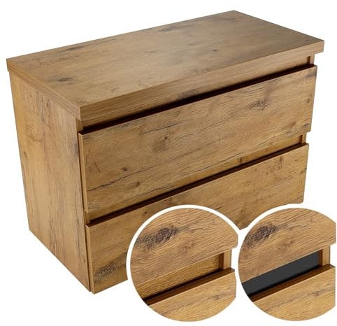 paplinskimoebel - Waschbeckenunterschrank mit Aufsatz 80 cm Breite Soria Top, Badezimmerschrank mit Aufsatz, Unterschrank für Aufsatzwaschbecken, Waschbeckenunterschrank Holz - Lancelot Eiche