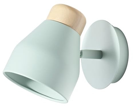 Contemporary Scandinavian Designed Wall Light Fitting in Pastel Duck Egg with Real Rubber Wood Trim | 16cm x 12cm x 21cm by Happy Homewares