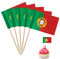 Portugal - 100 palillos de dientes con bandera, decoración para tartas, palitos de cóctel a cuadros, etiquetas de alimentos, decoraciones de fiesta temática, decoraciones de fiesta de cupcakes