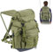 THKFISH Angelrucksack mit Stuhl 35 L, 3-in-1 Groß Rucksack mit Rutenhaltern Aufbewahrungstasche Tragbarer Hocker, Angel Rucksack für Outdoor Angeln, Camping und Jagd, Grün