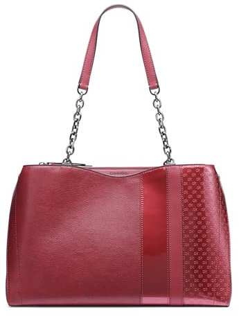 Calvin Klein Damen Triple Compartment Chain Tote Nova Tragetasche mit 3 Fächern, Cabernet
