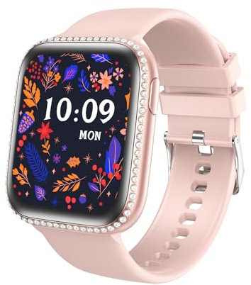 AIYAAIYA Reloj Inteligente Mujer, 1.75 AMOLED Smartwatch con Llamadas y Alexa Incorporada,130+ Modos Deportivos con Pulsómetro/sueño/SpO2, IP68 Impermeable para Android iOS (Correa Rosa)