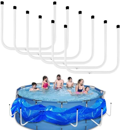 Lot de 6 supports de bâche solaire en métal pour piscine hors sol, crochets de rangement durables pour piscine hors sol, tube en forme de U pour piscines hors sol, facile à utiliser