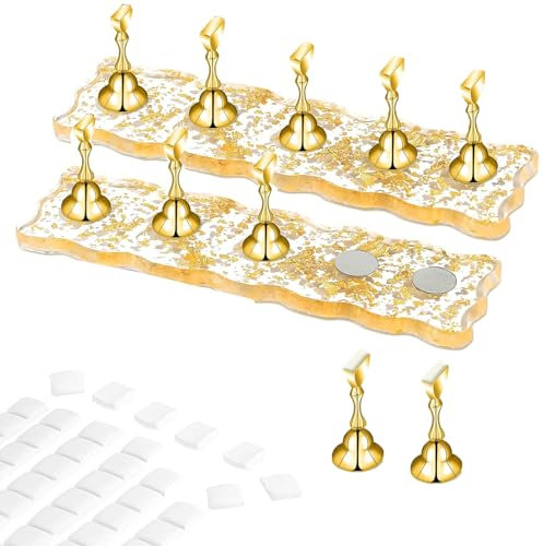 Misforu 2 Set Nail Stand for Press On Nails Display,2X Strong Magnet Fake Nail Holder for Painting Nails Flase Finger Holder Acrylic Nails Art Adhesive Nail Tools Home DIY Salon